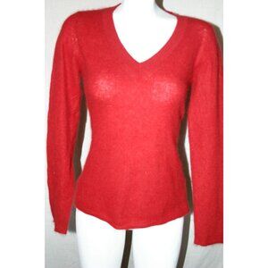 Banana Republic Womens Red V-Neck Angora Blend Sweater Long Sleeve Size Medium